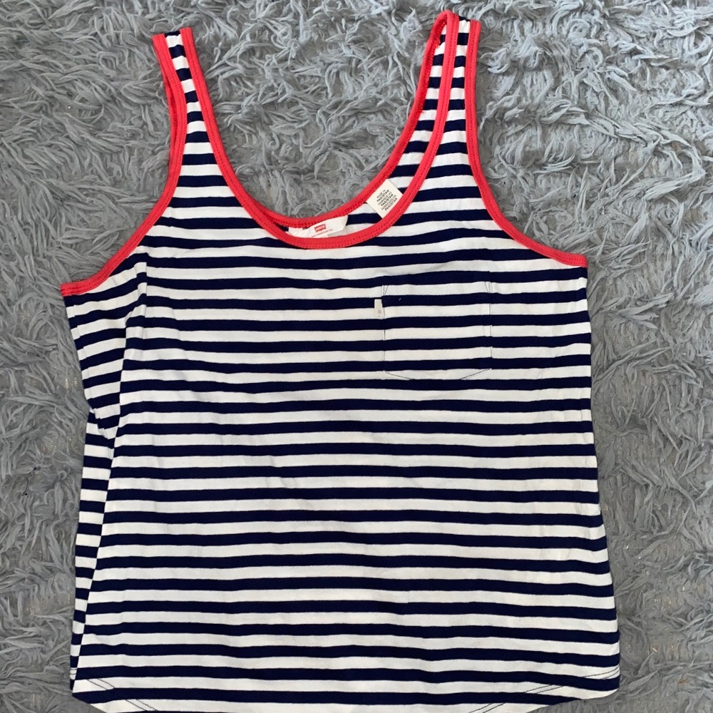 Blue and white stripe tank
